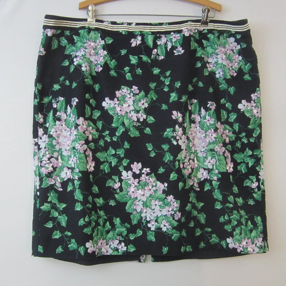 Talbots Black Floral Pencil Skirt